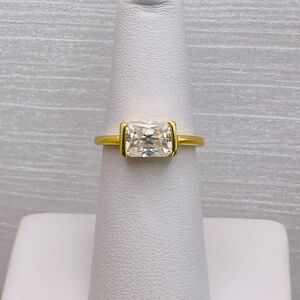 Moissanite East West Gold Ring size 6